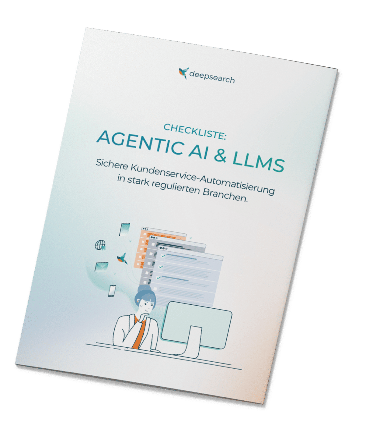 Grafik eines Folders mit der Aufschrift Checkliste: Agentic AI & LLMs