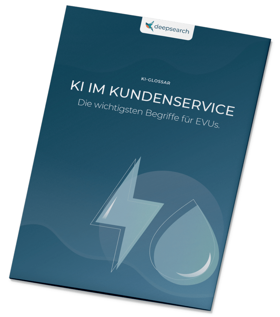 Grafik eines Folders mit Aufschrift KI im Kundenservice