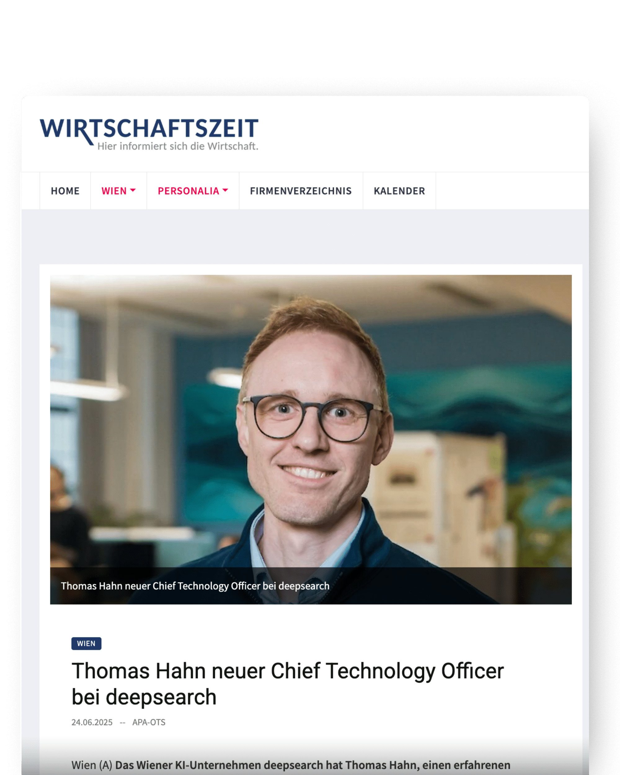 Anfang Zeitungsartikel