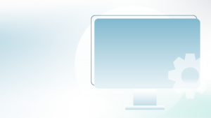 Grafik Computer mit Zahnrad