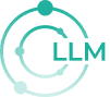Konzentrische Kreise mit Kugeln mit der Schrift LLM